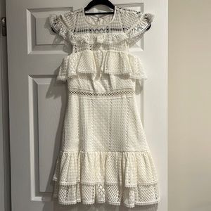 White lacey jay godrey dress with ruffle